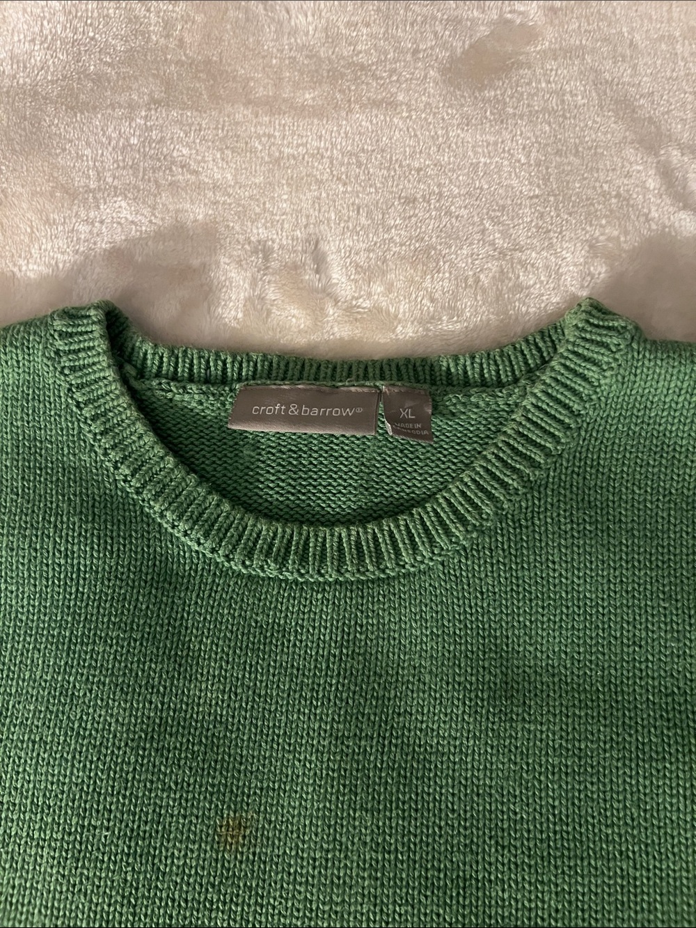 CROFT & BARROW 💚 THICK 100% COTTON GREEN CREW NECK PULLOVER SWEATER Women’s XL - Picture 3 of 6